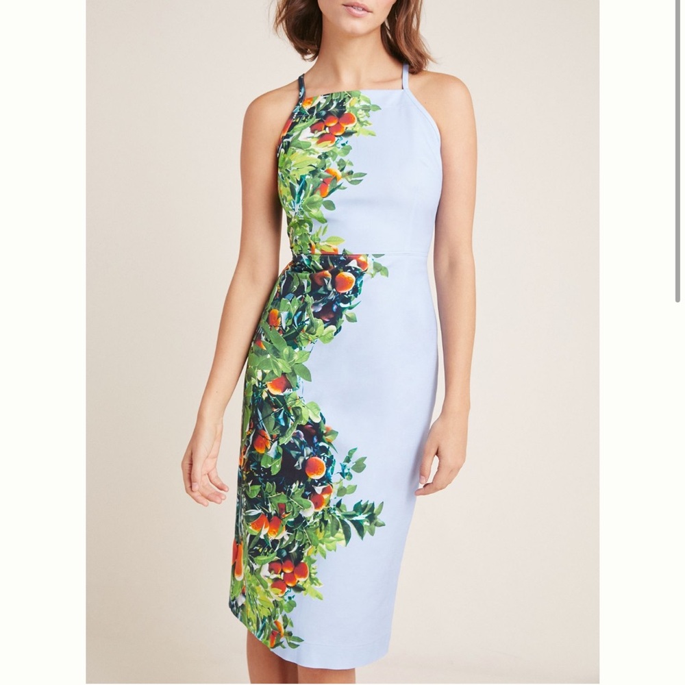 Anthro Maeve Orange Bough Midi Dress